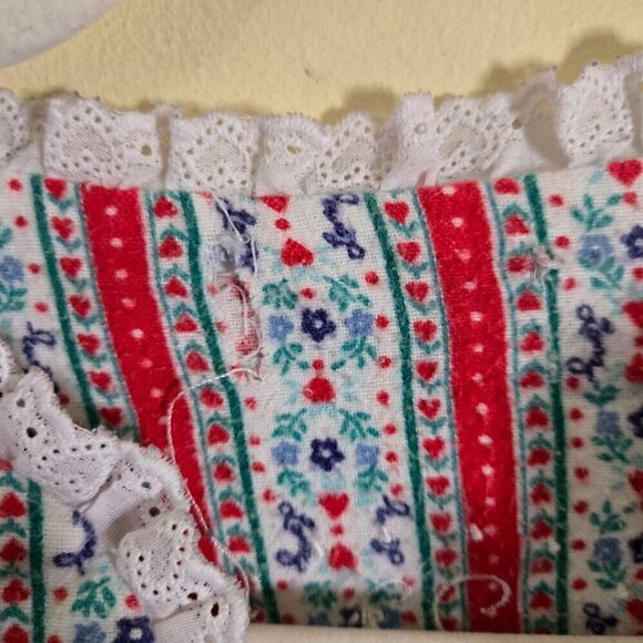 Lanz Classic Tyrolean Cotton Flannel Nightgown Red White Size L - Picture 6 of 7